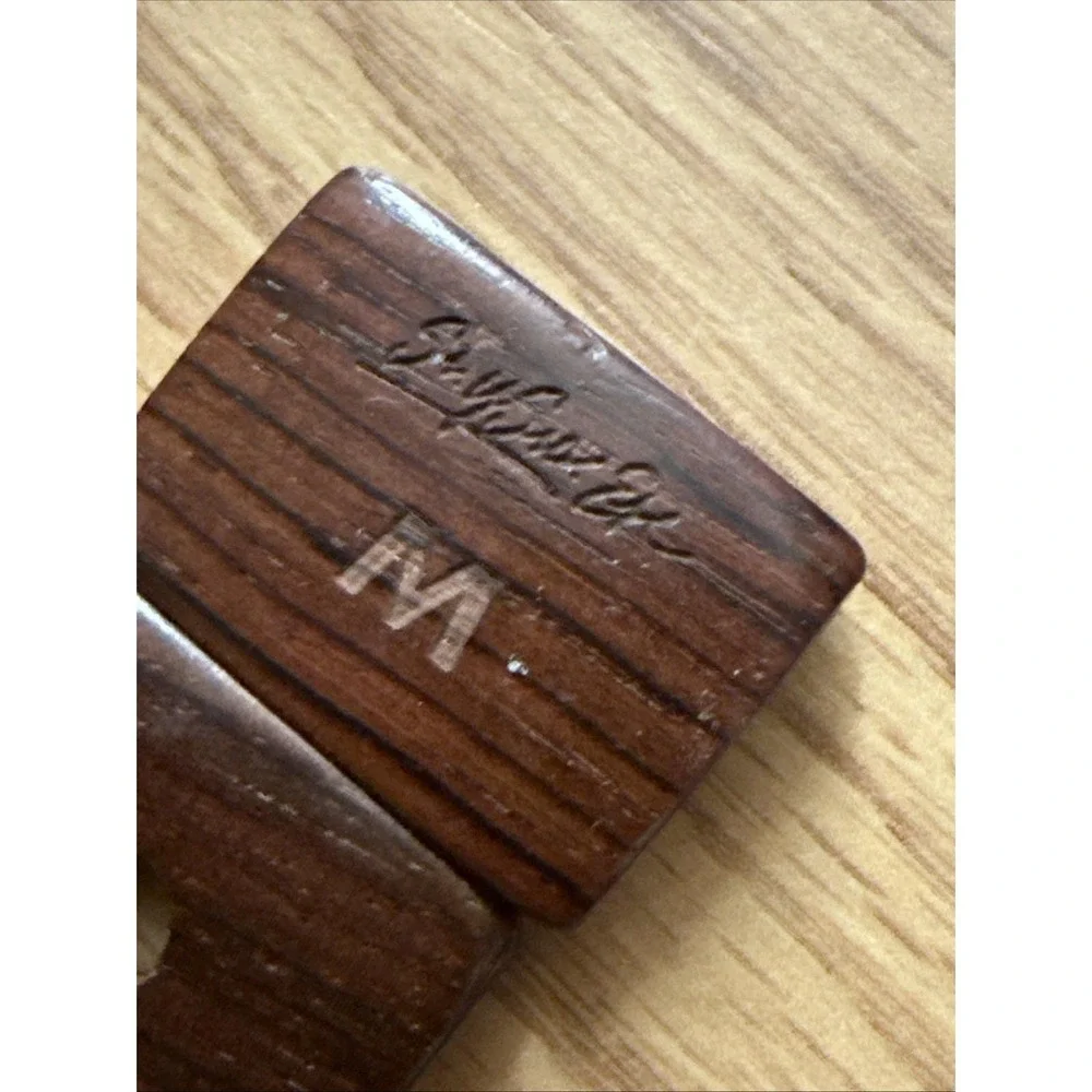 1970s Handcrafted Exotic Wood Link Belt, signed , medium